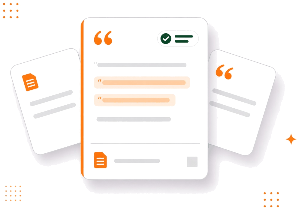 A sourced knowledge entry with its quotation, the checked source and the exact passage, with the other documents it came from behind it